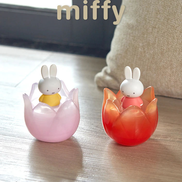 Original Miffy Tulip Series Kawaii Small Item Storage Plant Basin Home Decoration Anime Peripheral Figure Doll Gift To