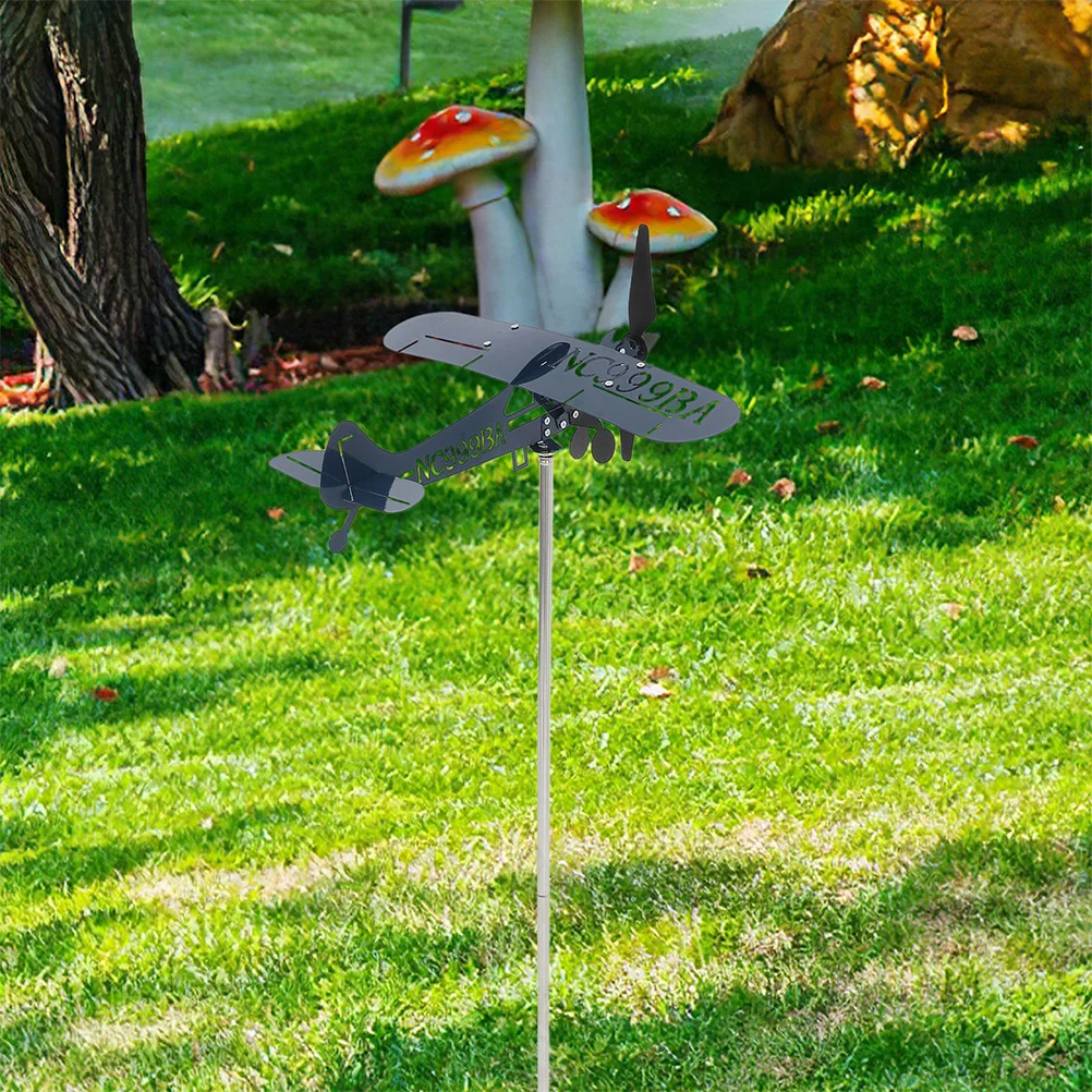 

1pc Iron Airplane Weather Vane Metal Wind Spinner For Garden Yard Roof Lawn Barn Outdoor Decor Aircraft Windmill Durable Metal