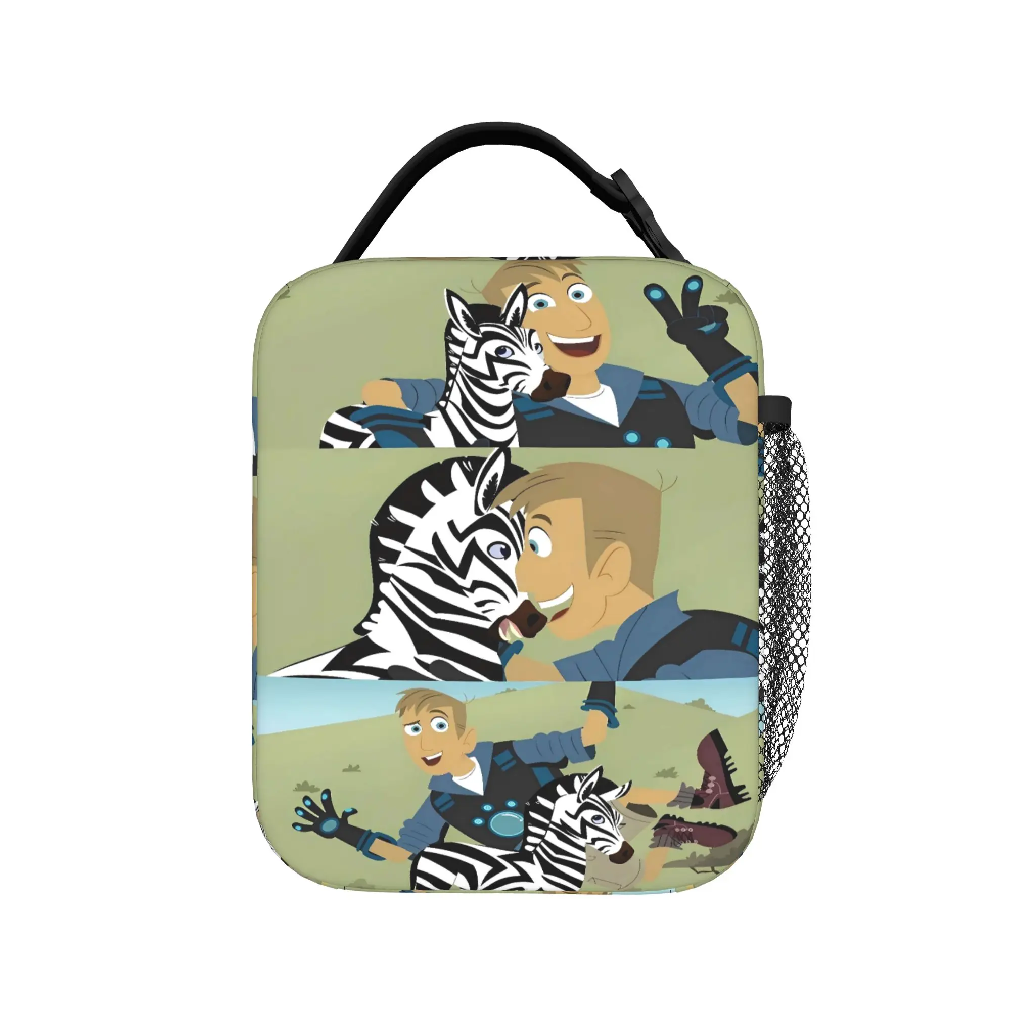 Wild Kratts Martin Kratt Lunch Bag  Kawaii Lunch Box Office Portable Tote Food Bags For Women Oxford Designer Cooler Bag