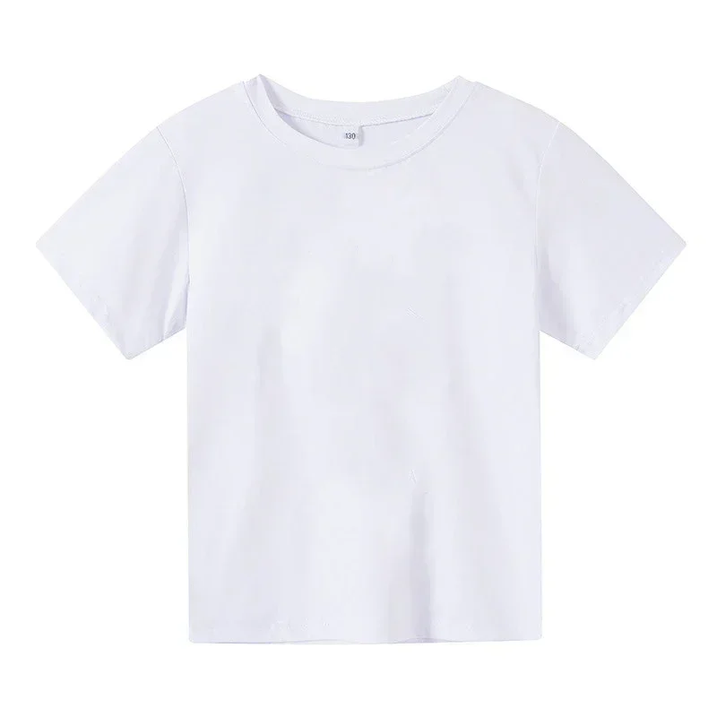 Solid T-shirt for Boys Girls Children Plain Cotton Summer Kids Tops Tees Baby Kids Blouse Clothes 4-14 Years