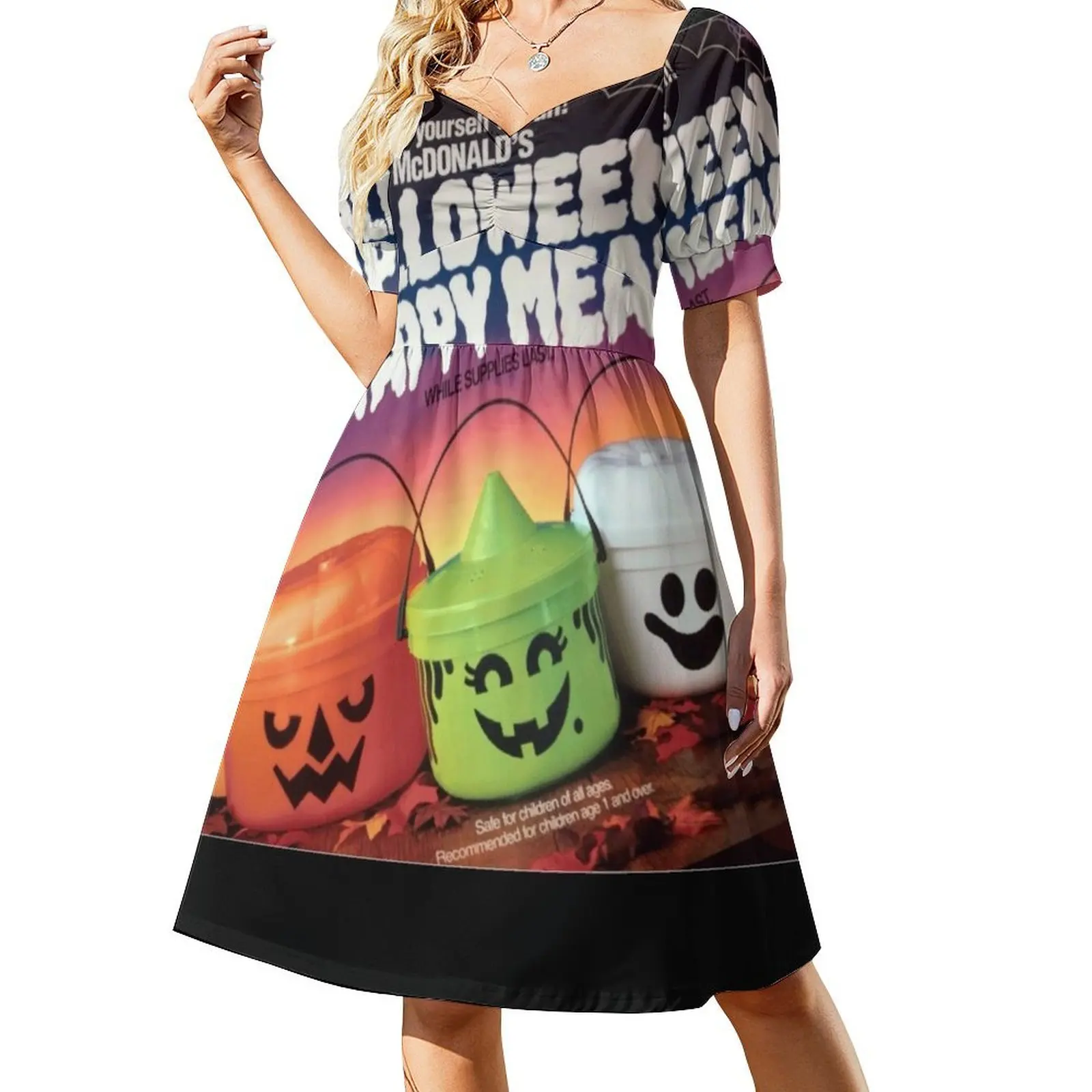 

Mcdonald's Halloween Pail Short-Sleeved Dress Womens dresses dresses korean style