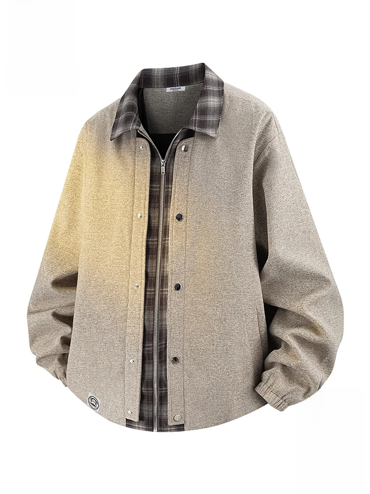 PaulFrank Monkey Casual Men's Jacket Fake Two-Piece Spring Trend Brand Patchwork Design Casual Pilot Jacket Polyester Fiber