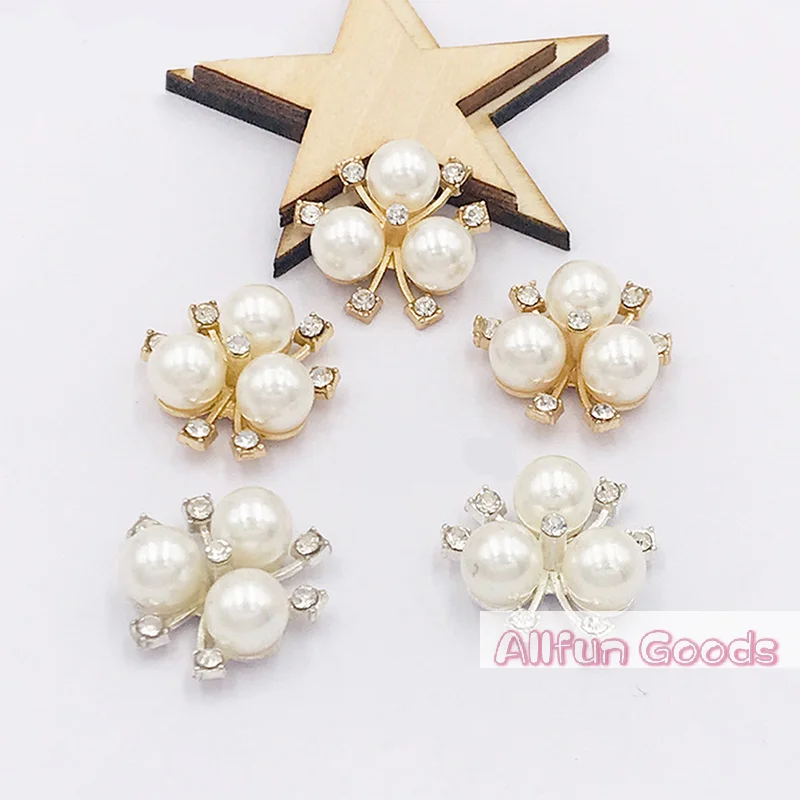 [TG835]10pcs DIY Flower Rhinestones Pearl Button Wedding Decoration Sewing Decor Craft