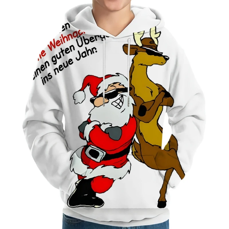 Christmas Clothing For Men&Women 2024 Autumn Winter Hoodie Family Outfit Cute Reindeer Red White Joyful Hot Sale y2k Clothes