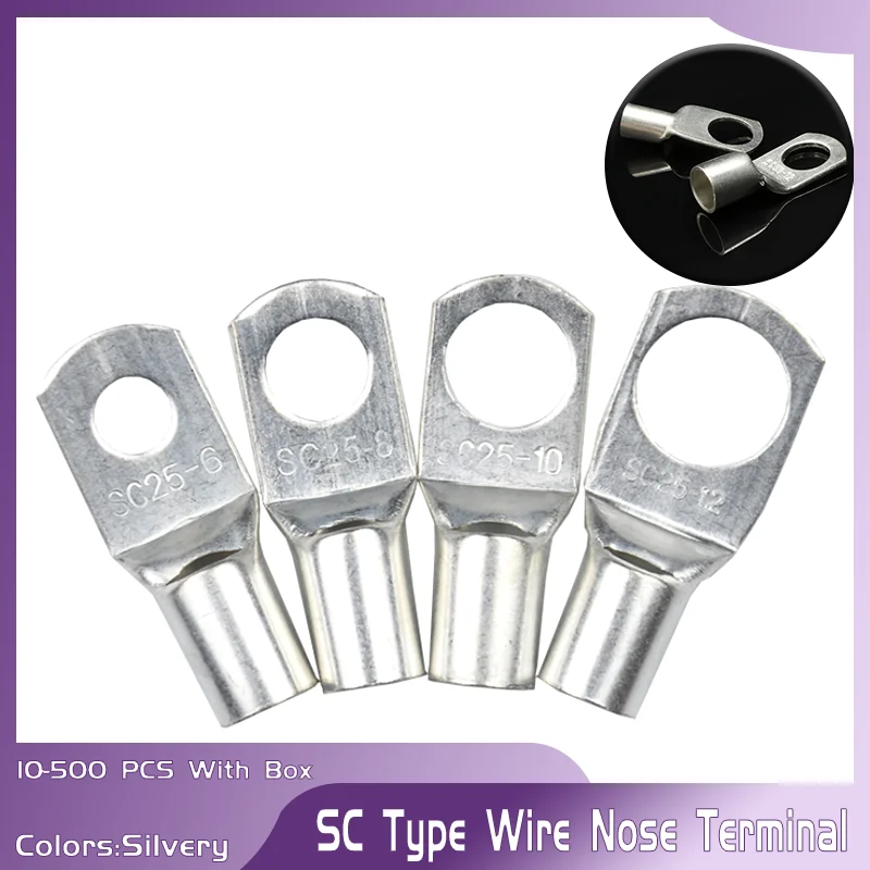 

Bare Copper Battery Block Lugs Hole Crimp DTGA Cable End Crimp Wire Connector SC Type Wire Nose Terminal SC35 SC50 SC70 SC95