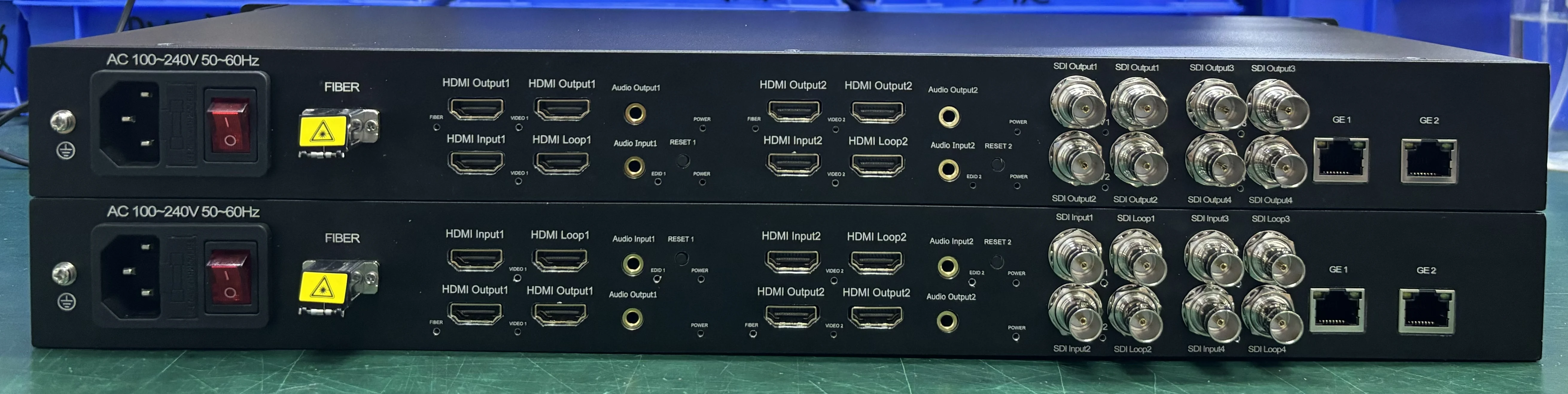 

2 sdi in 2 sdi 3g 2channels bidirectional HD MI 4K60HZ add separate isolated ethernets 1 g LC duplex fiber optic transmitter