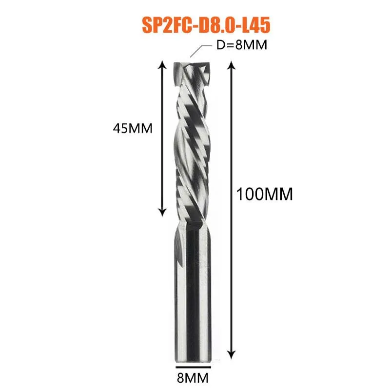Compressie Frees Houtwerk Up & Down Cut Twee Fluiten Spiraal Carbide Frees Cnc Router Hout End Mill Cutter bits