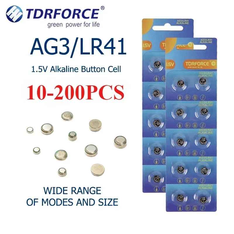 10-200pcs AG3 Button Batteries Toys Car Coin Cell Batteries 1.5V Alkaline Button Cell Battery for Watch Clock Remote Control