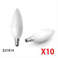 10Pcs/lot E14 E27 LED Candle Bulbs AC 220V led light chandelier  lamp 3W 6W 7W 9W bedroom Lamp Decoration Light Energy Saving JP