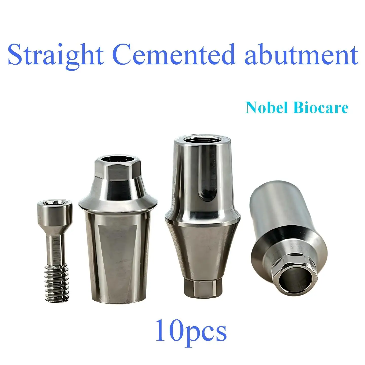 10Pcs Dental Titanium Straight Cemented Abutments Fit Nobel Biocare Platform Emergence Profile Screws Restorative Dental Parts