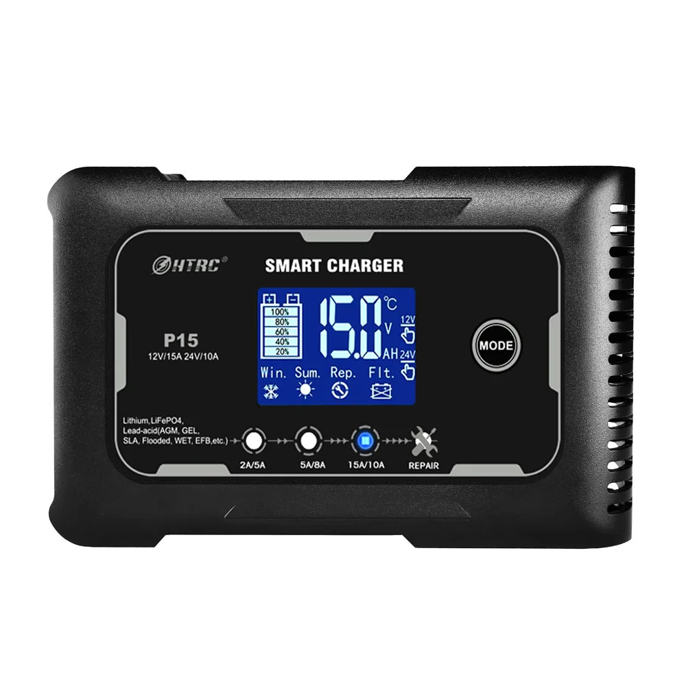 

Зарядное устройство Smart Repair для свинцово-кислотных и AGM аккумуляторов 12В 15А, 24В 10А для автомобилей и мотоциклов