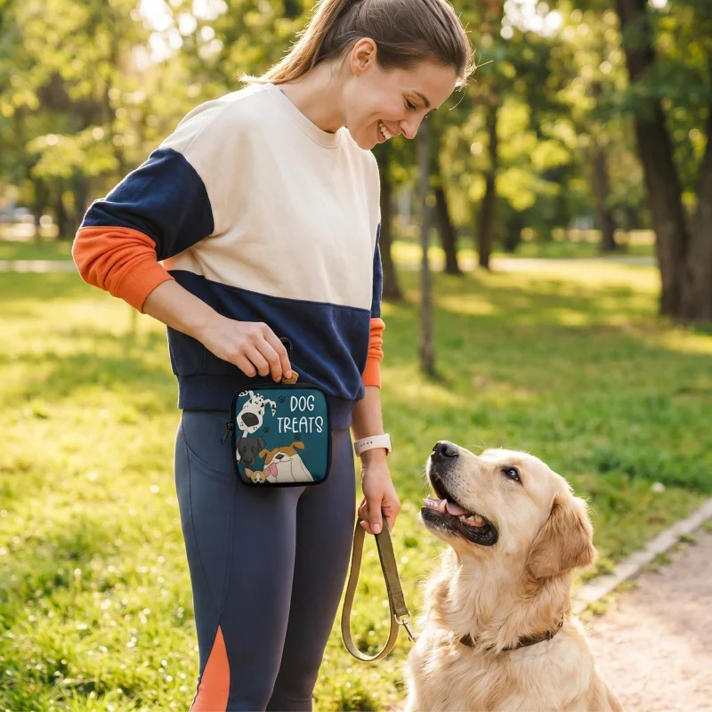 

Viral Cartoon Dog Print Pet Treat Pouch Portable Transparent Window Waterproof Training Waist Bag With Elastic Clip BHL1311-FRO
