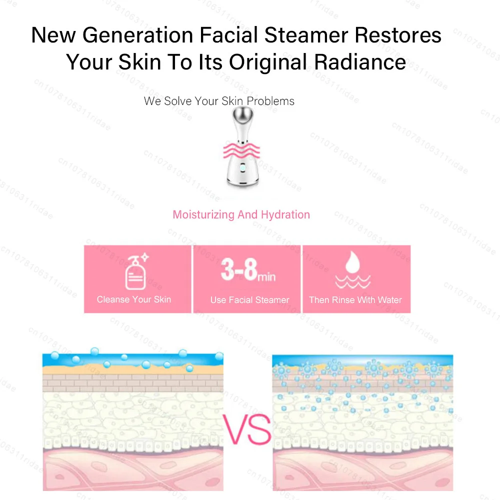 70Ml Face Steamer Nano Steam Hot Compress Heat Sprayer Skin Moisturizing Humidifier Pore Deep Cleaning Water Hydration Nebulizer