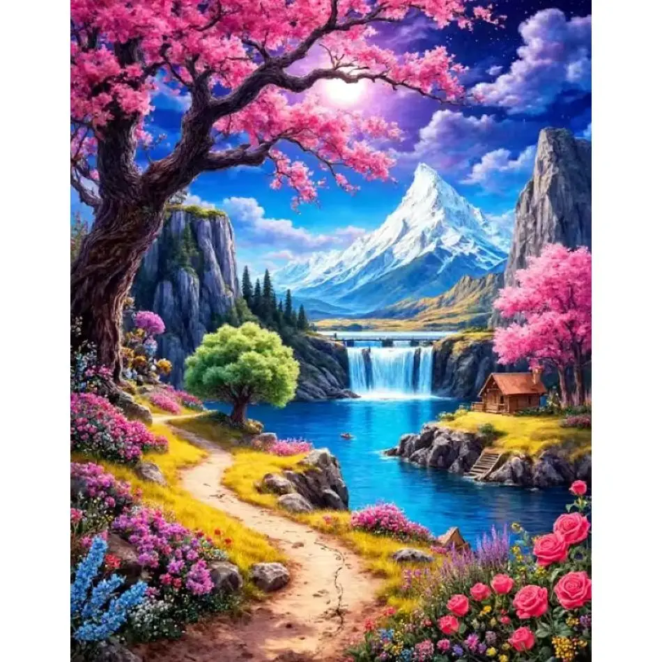 RUOPOTY Snow Mountain Diamond Painting Home Wall Decor Decorative Paintings Landscape Full Round Craft Supplies Living Room Deco
