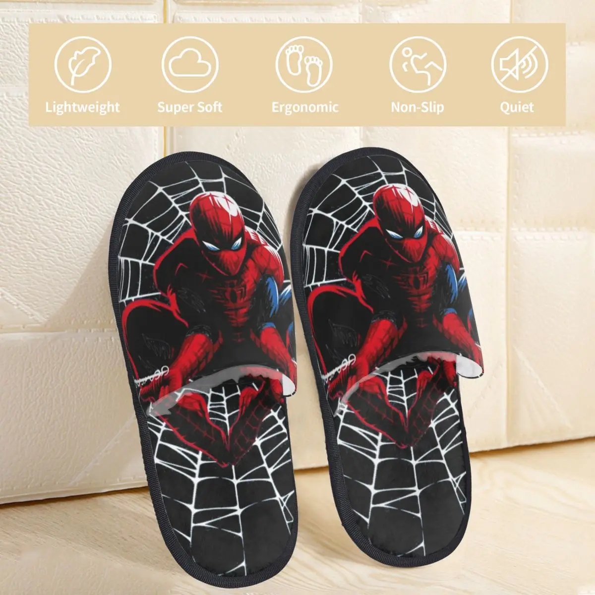 Superhero Spider Man Slippers for Women Men Home Shoes Warm SPA Slippers