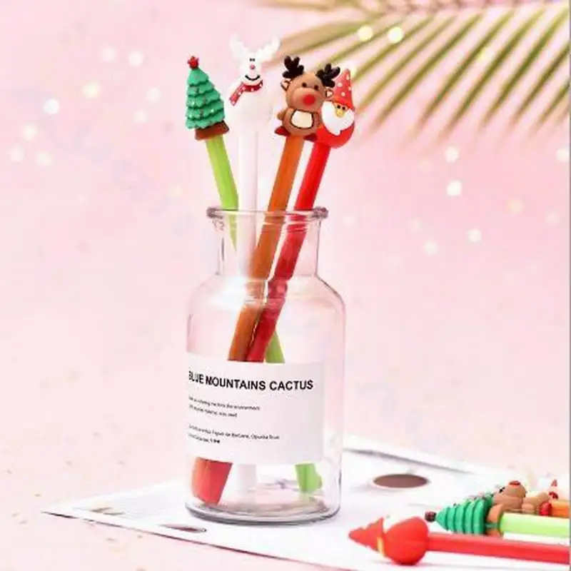 4pcs Creative Stationery Santa Neutral Pen Lovely Christmas Gift Student Water Cartoon Pen Kawaii School Supplies Christmas gift