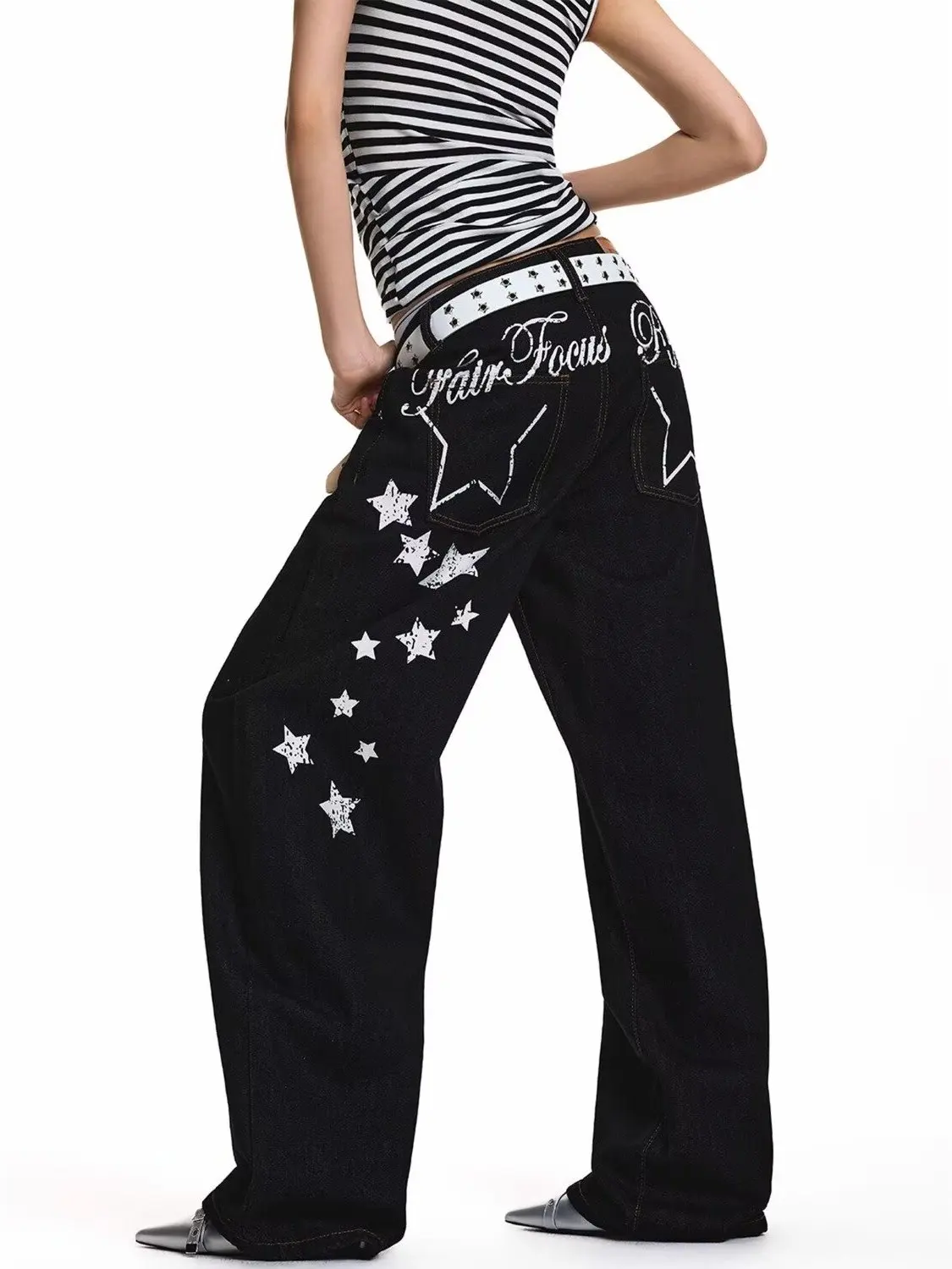 

American Letter Print Jeans Loose Straight Leg Casual Trousers for Men And Women Vintage High Street Sle Comfortable Jeans