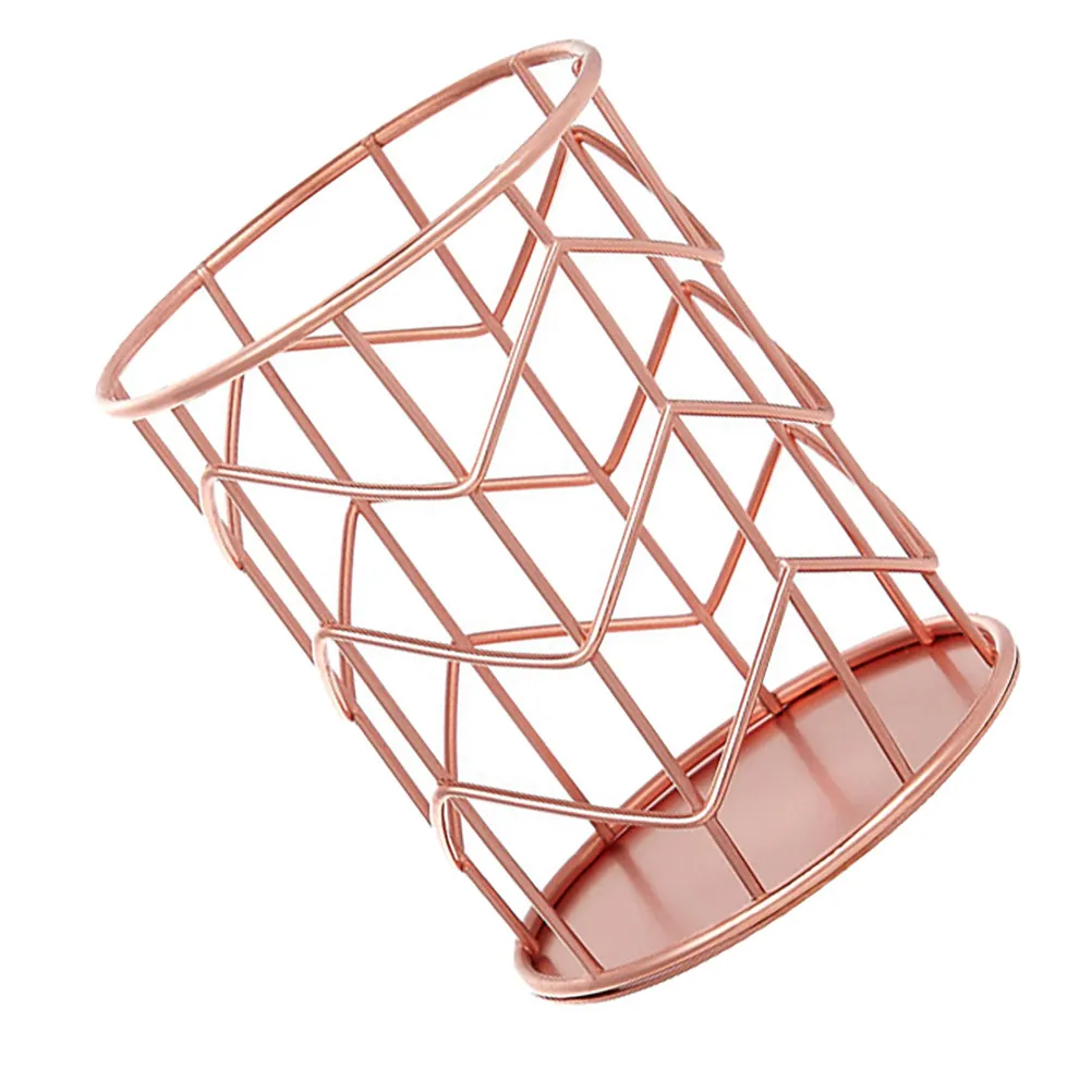 1Pcs Iron Craft Pen Holder Elegant Gold Tone Multi Functional Desktop Organizer for Pens Makeup Brushes Kitchen Utensils Storage