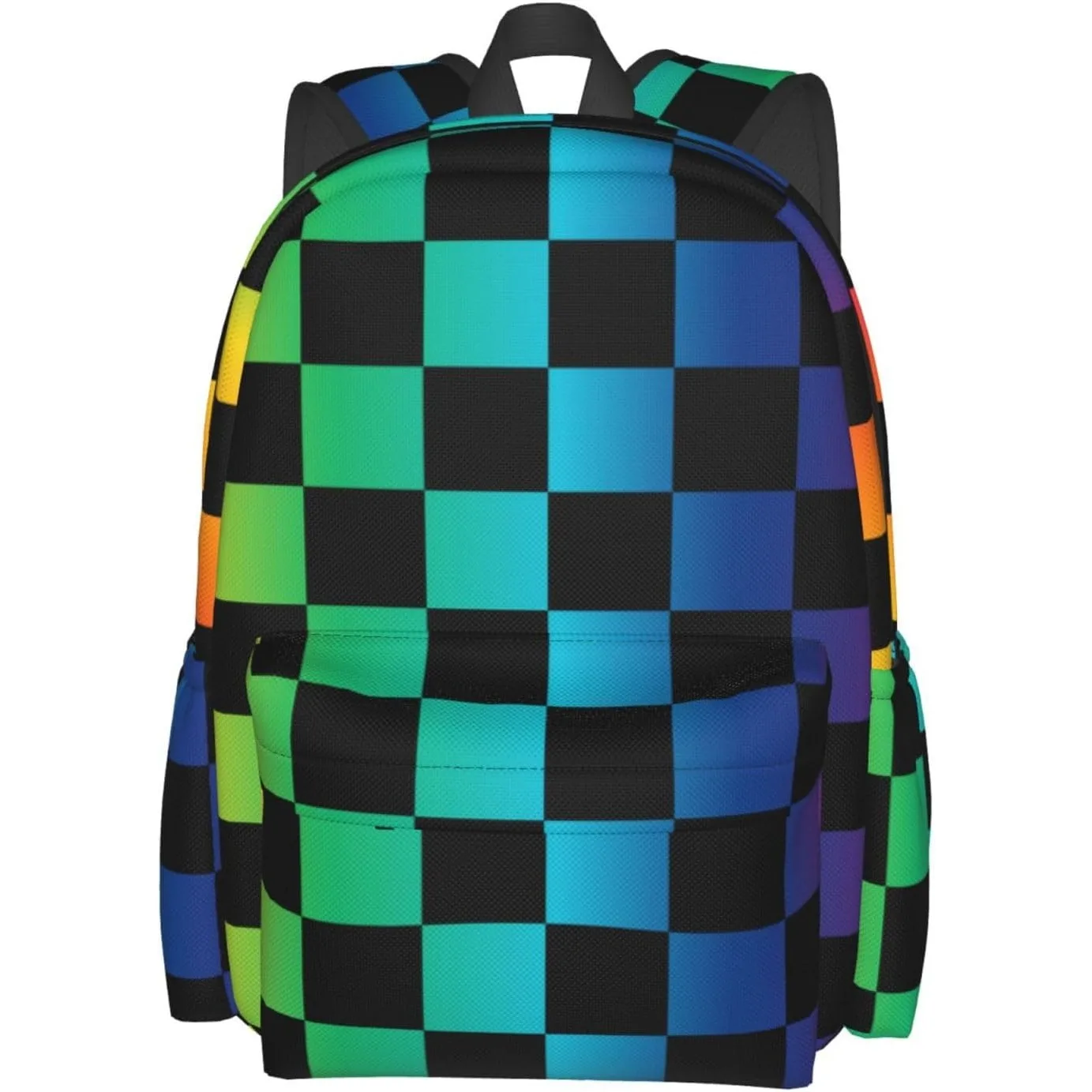 

Colorful Checkered Laptop Backpack For Men Women, Lightweight Daypack Bookbag For Daily Commutes Business Travel Hiking