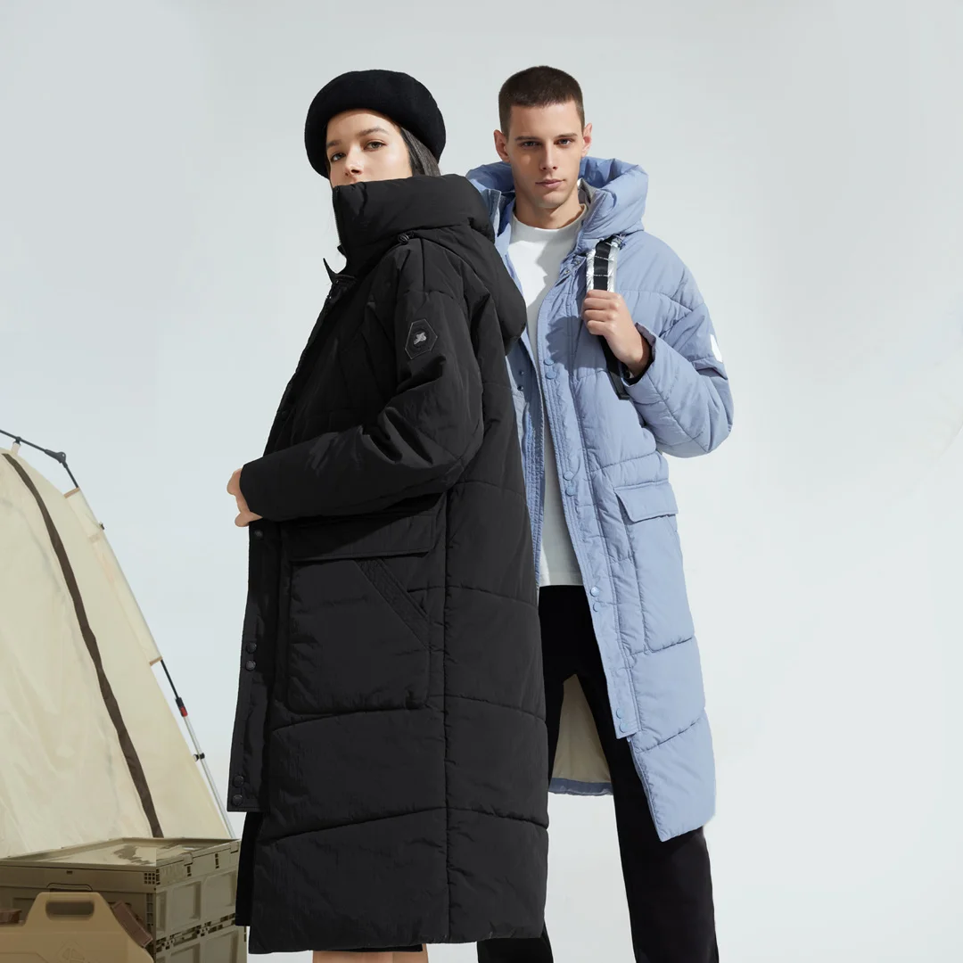 معطف طويل مقاوم للبرودة من Youpin سوبيلد ، معطف شتوي للرجال والنساء دافئ وسميك مع قلنسوة ، معطف خارجي غير رسمي مضاد للرياح