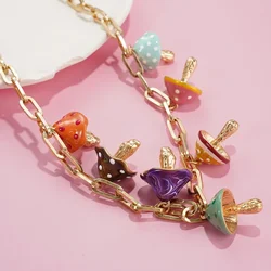 Long Mushroom Neckalce Fashion Cute Colorful Charm Pendants For Women Seaside Bohemian Holidays Statement Casual Jewelry