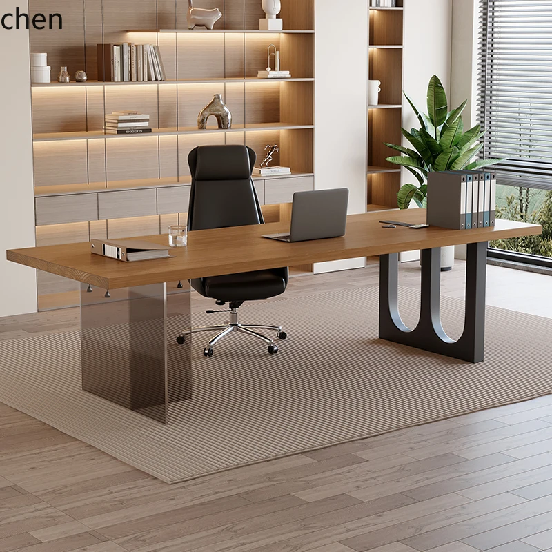 

YFY acrylic suspended solid wood desk modern simple living room home desk workbench