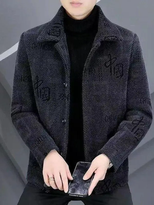 

plus Size Men's Woolen Coat Autumn Winter New Sle Fce Lined Thi ort Warm Clothes High End Luxury Tweed Coat