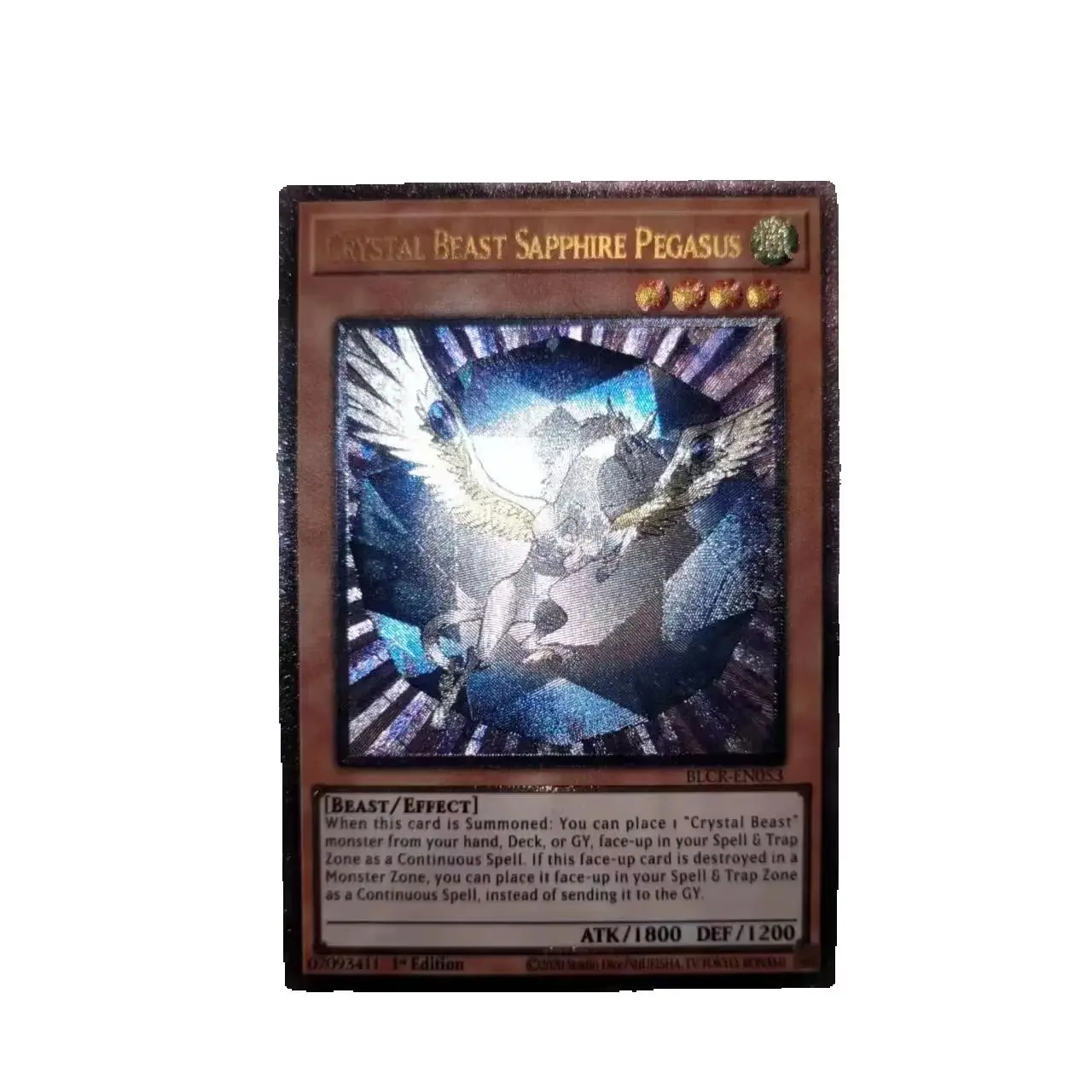 Yu-Gi-Oh UR Crystal Beast Sapphire Pegasus  BLCR-EN053  /  Children's Gift Collectible Card Toys (Not Original)