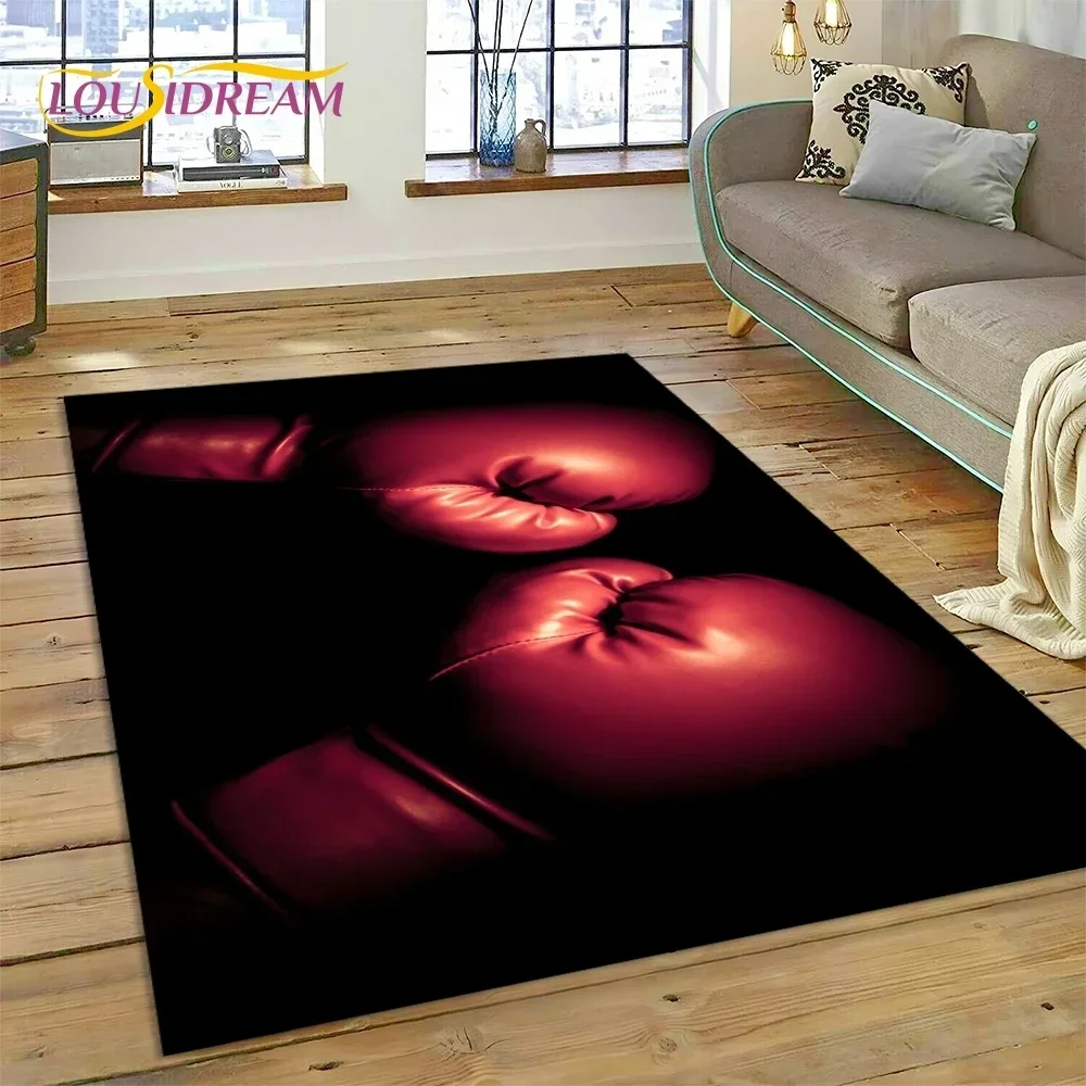 Boxing Gloves Boxer Fight Cartoon Carpet Rug for Bedroom Living Room Home Sofa Decoration,Children Game Large Decor Floor Mat
