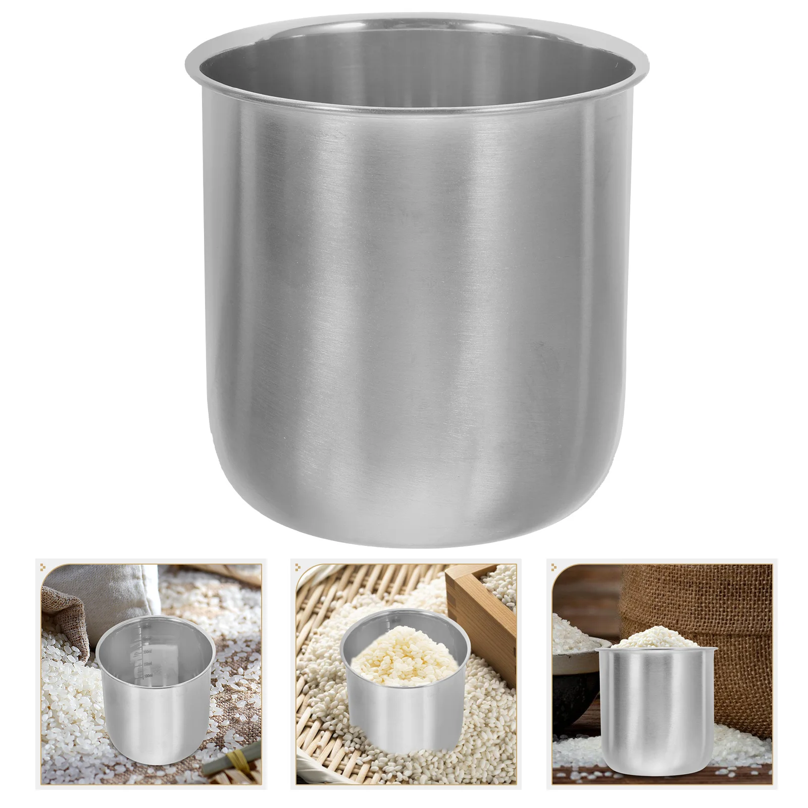 

Rice Cooker Measuring Cup Container Flour Multipurpose Round Stainless Steel Multi-function Gourmet Mug