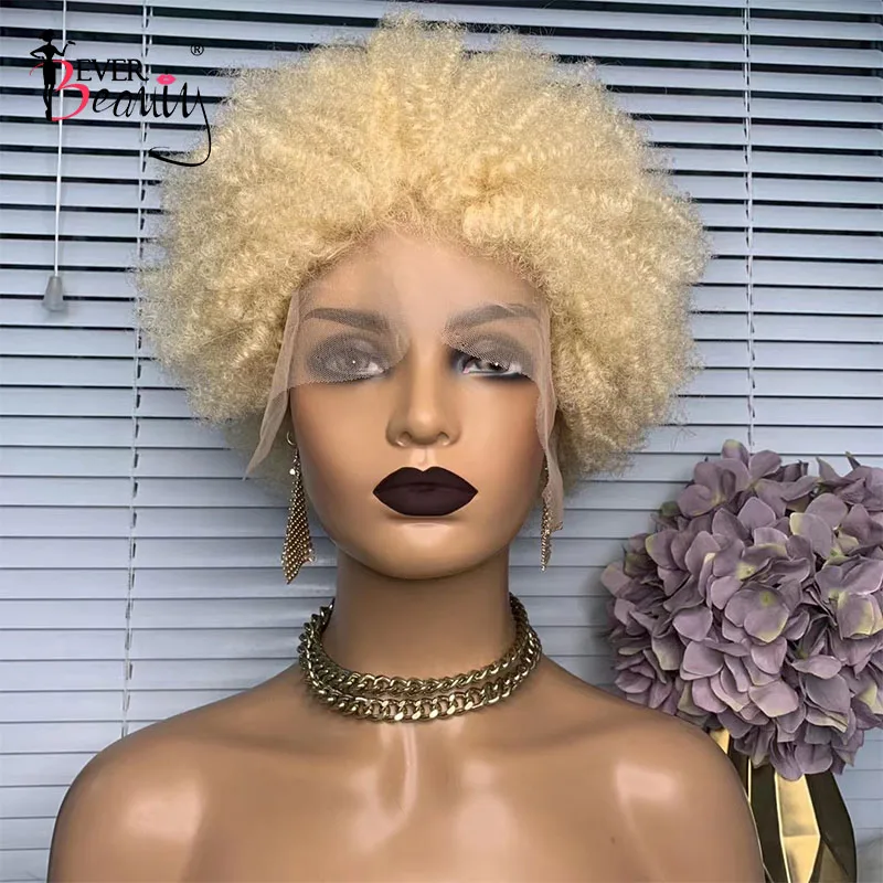 613 Blonde Afro Kinky Curly Lace Front Wigs Pre-Plucked 13x3 Lace Frontal Wigs 4B4C Colorful Wig Human Hair Wigs Ever Beauty