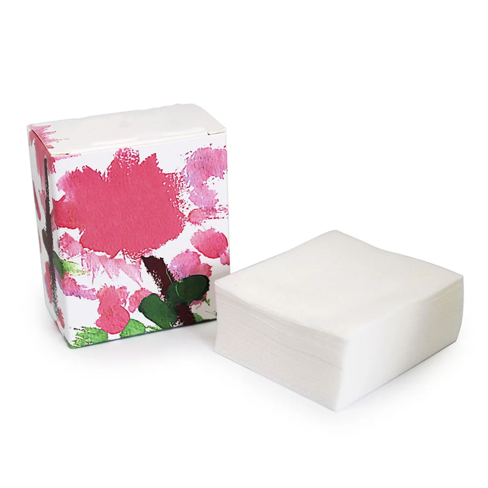 100 Stück Make-up-Entferner-Wattepads, dünne Baumwolle, einlagig, weiße Kunststoffbox, Nagellackentferner-Pads, 6 x 7 cm