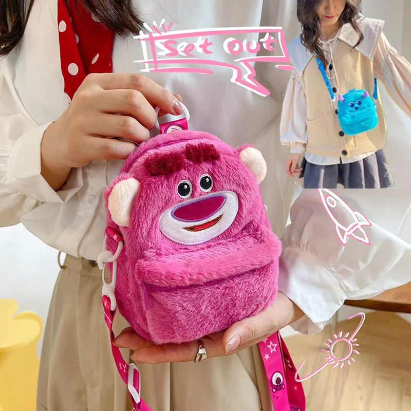 New Disney Shoulder Bags Anime Plush Bags Kawaii Handbags Cartoon Lotso Sulley Sullivan Crossbody Bags Storage Pouch Girls Gifts