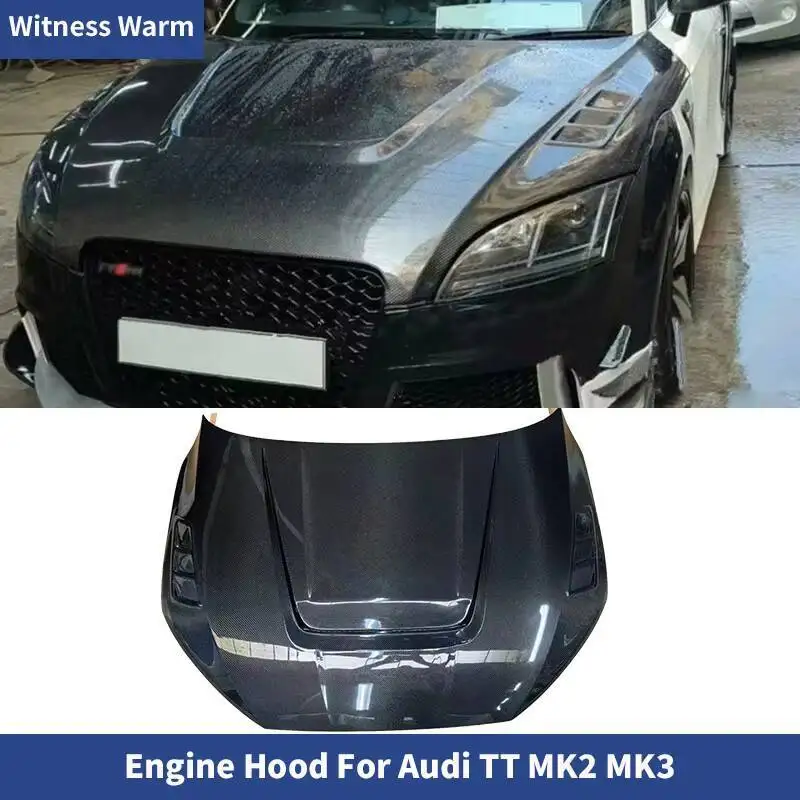 TT Carbon Fiber FRP Unpainted front engine hood bonnet Covers For Audi TT TTS TTRS MK2 MK3 Car Body Kit 2008-2025