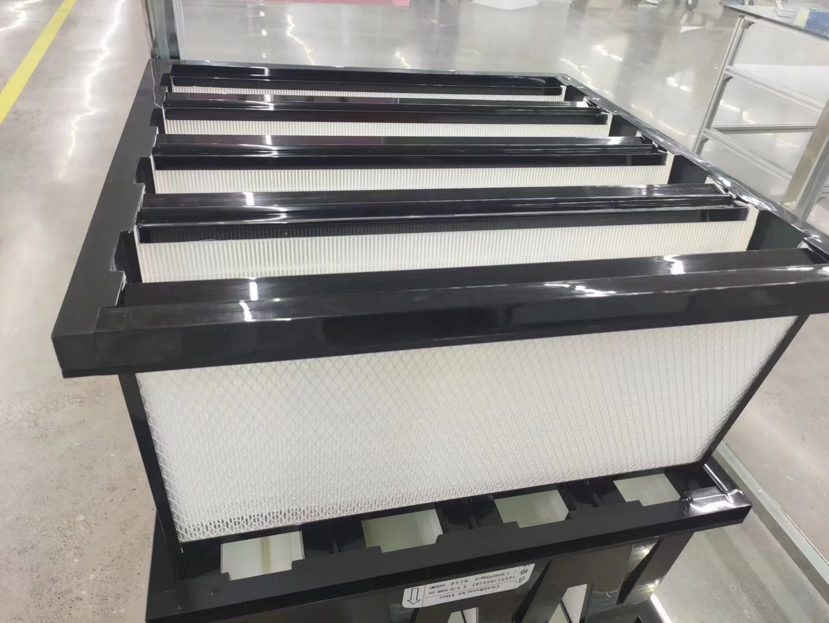 H10-U17 إطار بلاستيكي ABS عالي الكفاءة على شكل حرف V مرشحات هواء HEPA لمصنع الأدوية وشبه الموصلات #5