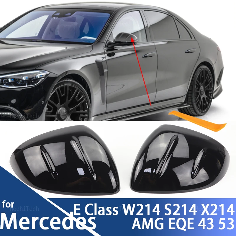 Carbon Fiber Style Black mirror cover Replacement for Mercedes-Benz E-Class E Class W214 S214 X214 EQE V295 AMG 43 53