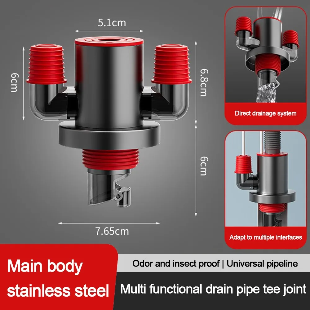 

Адаптер сливной трубы для раковины с защитой от запаха, уплотнительное кольцо, многофункциональный разъем для водопроводной трубы для посудомоечной машины, дренажное соединение водопроводной трубы