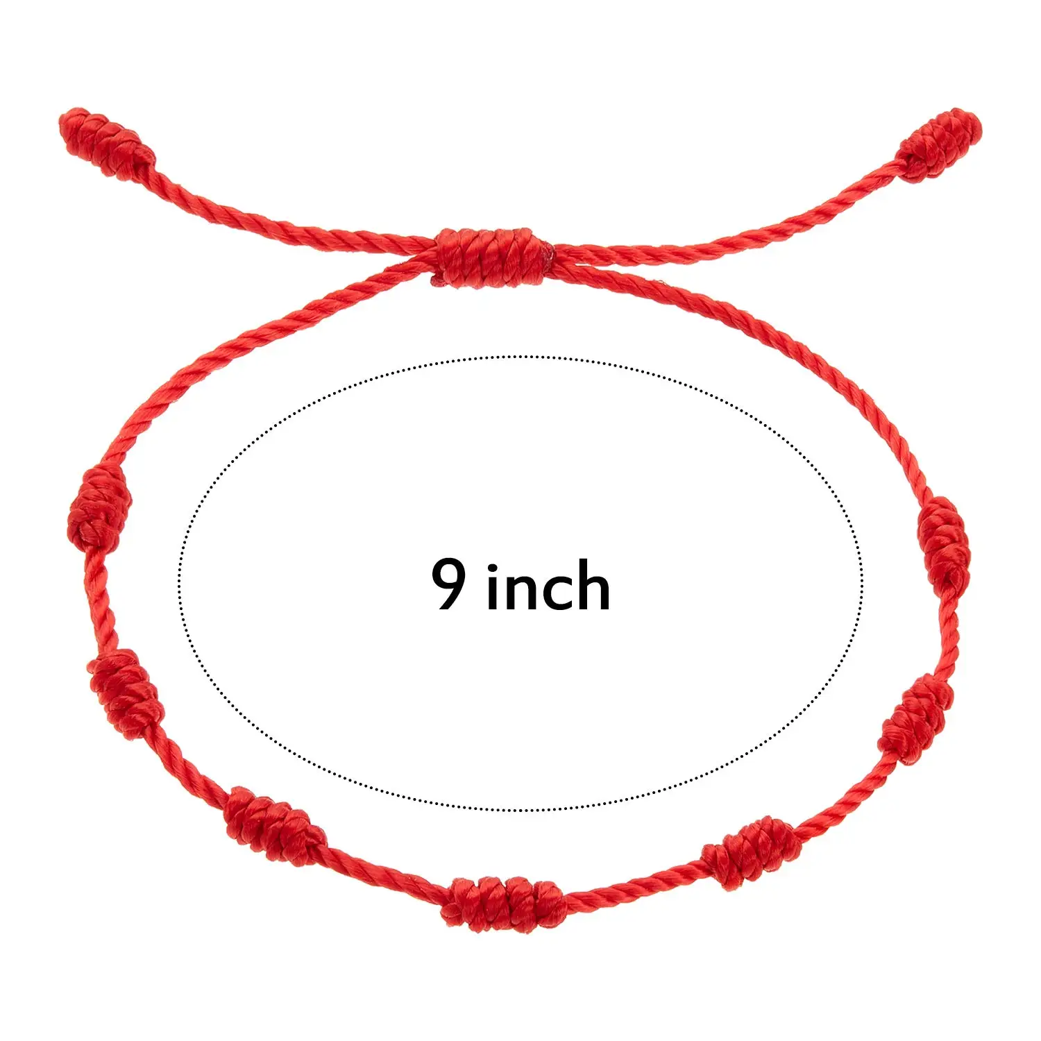 6 Pieces Red String Handmade Bracelets Red Cord Bracelet Adjustable Kabbalah Red 7 Knot String Bracelet Amulet for Women Girls