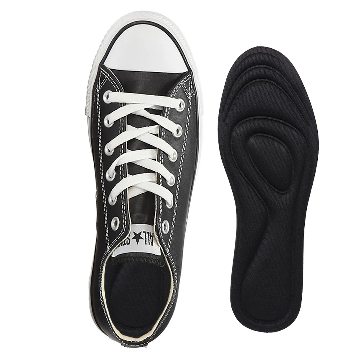 

1 Pair Sponge Insoles Massaging Cushion Soft Breathable Shoe Pads For Walking Standing Comfortable Inserts Size L Black