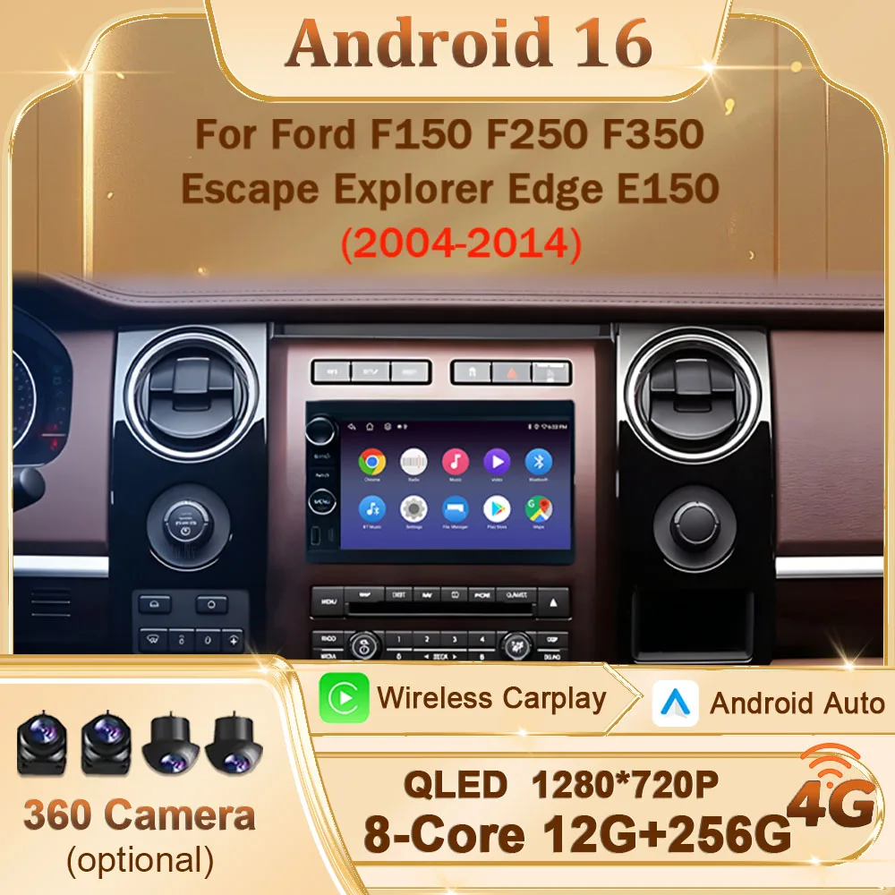 Radio Multimedia para Auto con Carplay, Pantalla Dividida, DSP, Estéreo, WIFI, para Ford F150, F250, F350, Escape, Explorer, Edge, E150, 2004-2014