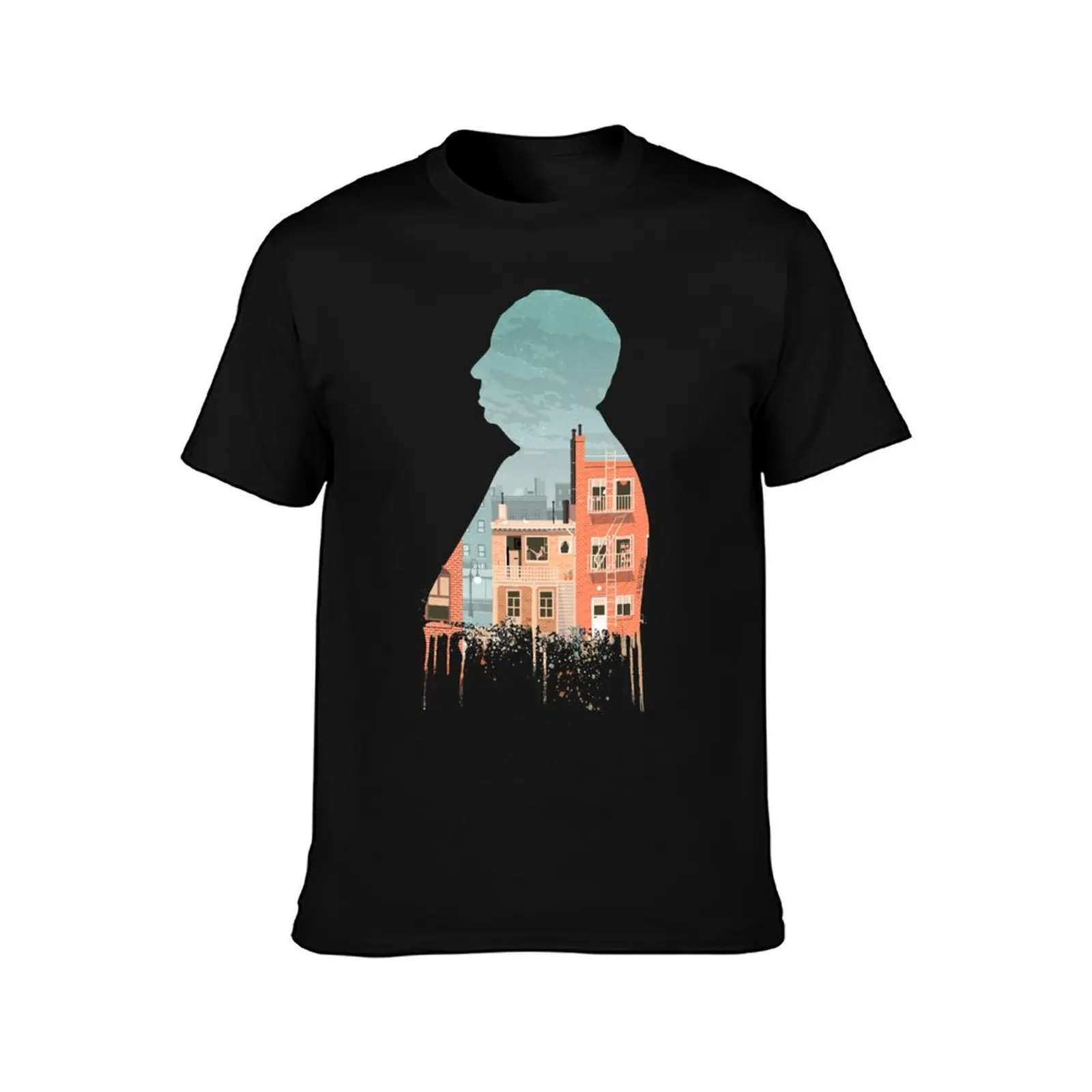 Alfred Hitchcock's Rear Window Illustration by Burro T-Shirt, Summer Casual Cotton Tee, Oversized Streetwear Tops, 100% Cotton