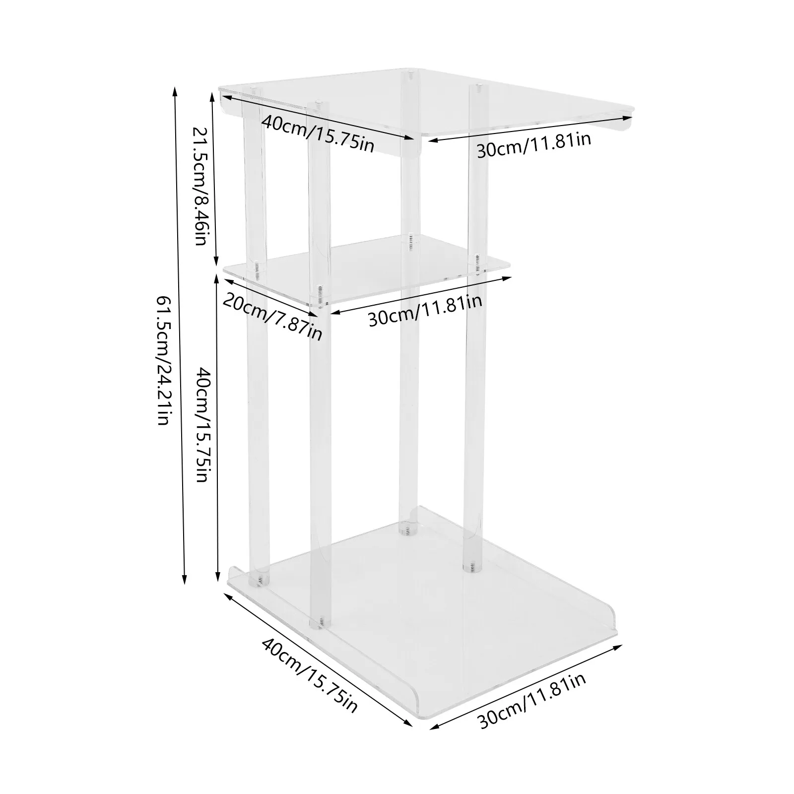 3-х ярусный акриловый прозрачный акриловый торцевой столик для спальни, гостиной, C-образной подставки для растений