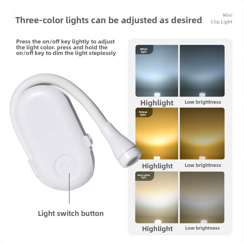 USB Rechargeable Mini LED Desk Lamp - Dimmable Clip-On Night Light for Reading Portable Dual-Use Creative Gift