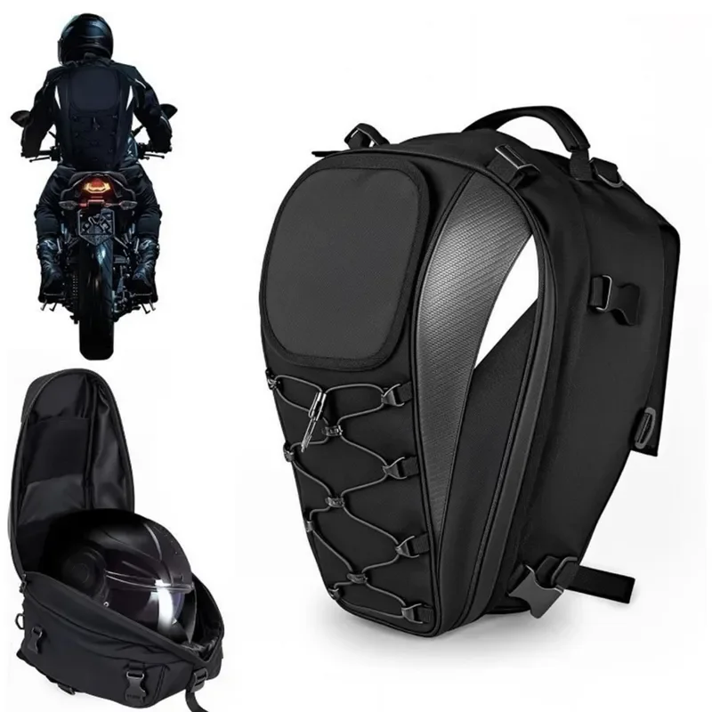 Motorcycle Tail Bag Large Capacity Rear Seat Backpack Waterproof Luggage for Motorbike Touring Riding Gear Storage