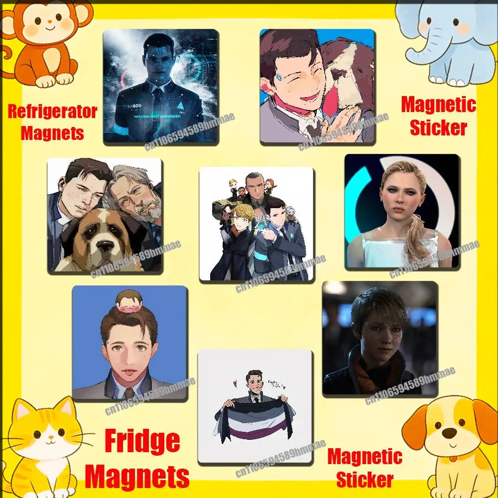 For D-Detroit Become Human Fridge Freezer Refrigerator Magnets Metal Cabinet Magnetic Sticker Cover Home