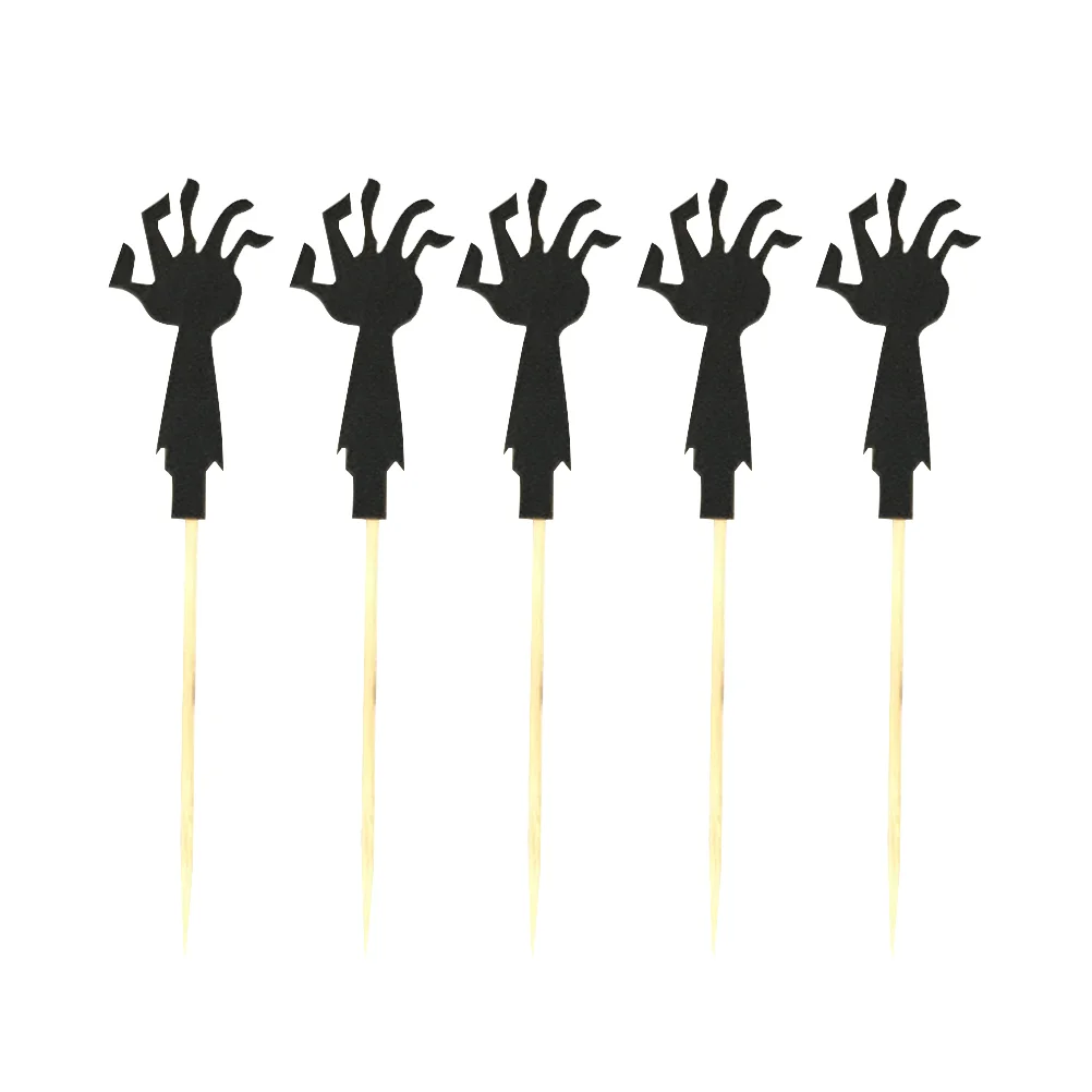 10 PCS/Set Halloween Decorations Cake Toppers Wedding Dessert Toothpick Wooden Cupcake