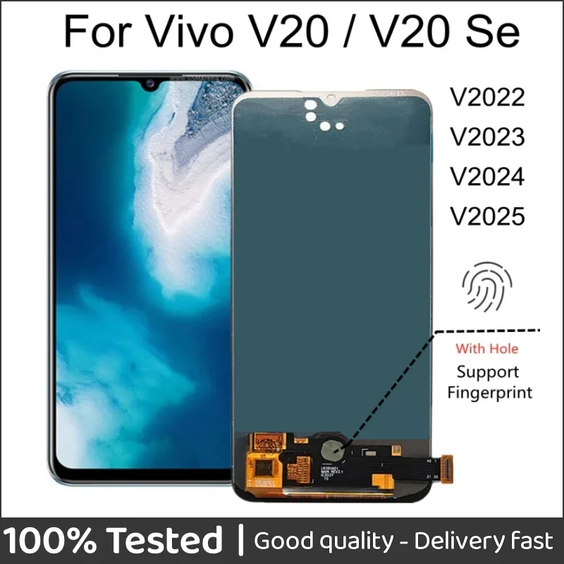 

6.44'' OLED For Vivo V20 SE V2022 V2023 V2024 V2025 LCD Display Touch Screen Digitizer Assembly Replacement