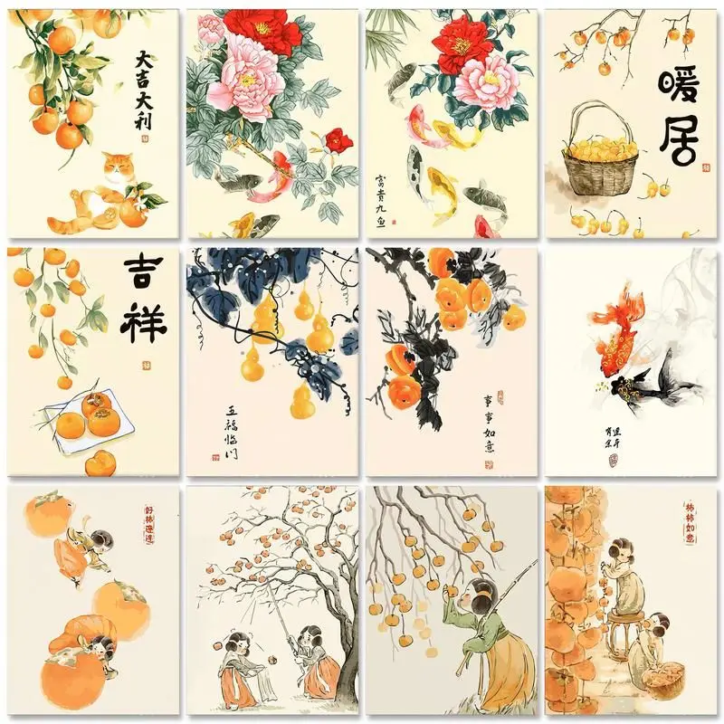 

RUOPOTY Frame Diy Painting By Numbers Kit Chinese Style Flowers Handicrafts Paint Canvas Number Painting Picture For Home Decors