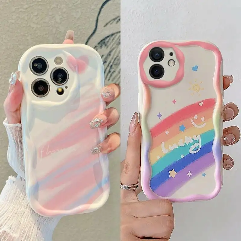 Case for Xiaomi Redmi Note 13 5G 12 4G 8 11 10 13 Pro Plus 12S 11S Redmi 12 13C 12C 9C 10C 9A 9 A1 A2 A3 Rainbow 3D Wavy Cover