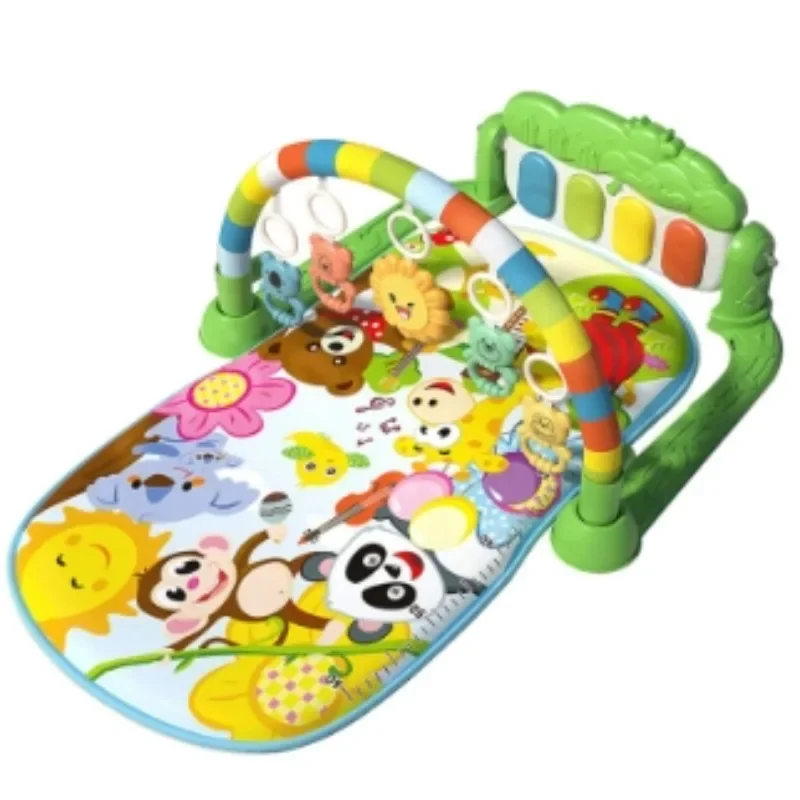 Baby Gyms Play Mats Toy Musical Kick Piano Tummy Time w/ Rattles Bridge Breathable Mat for Baby 1/2/3/6/9months+